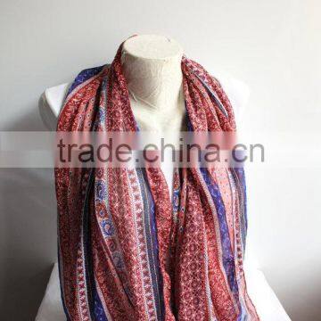 Boho Scarf, Tribal Infinity Scarf, Ethnic Scarf,Blue and Red Infinity Scarf, Women Accessories, Gift for Her photo-2