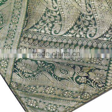 Green Vintage Zari Cushion Covers India Inspired Couch Sofa Accent 2 Pillows photo-2
