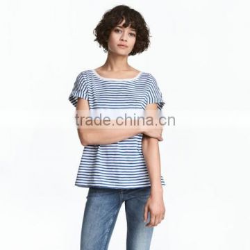 2017Women Short Sleeve T-Shirts different size for choice patchwork striped