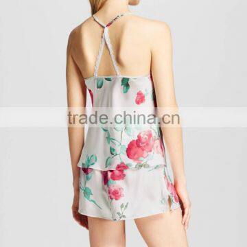 Fashion Girls Custom 2017 Sexy Ladies Fancy Pajamas Set Elegant Printed Pyjamas Set photo-3