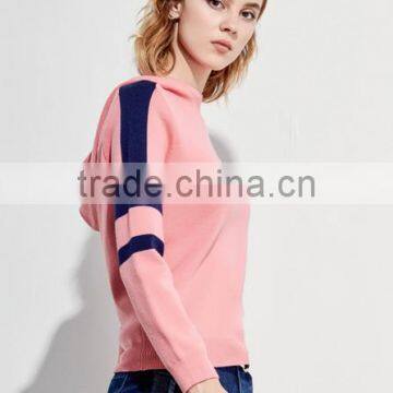 Ladies Cool Loose Knitted Pullover Pink Hoodie Sweater With Wholesale Price photo-4