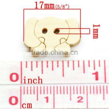 Wood Sewing Buttons Scrapbooking Elephant Head Natural 2 Holes 17x12mm photo-2