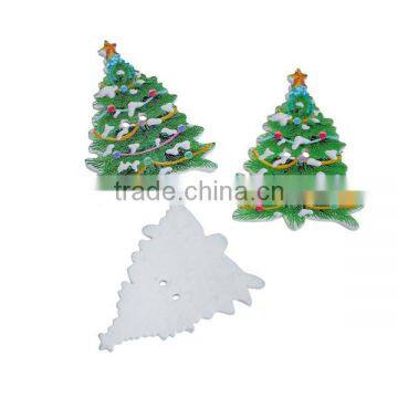 Wood Sewing Buttons Scrapbooking 2 Holes Christmas Tree Multicolor Streak Pattern photo-3