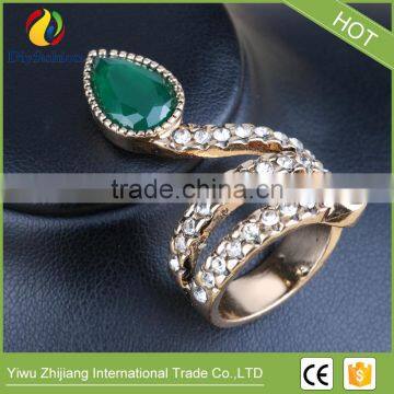 Animal Ring Jewelry For Women Finger Fashion Accessories Retro Gold Green Stone Snake Ring Party Gift photo-6
