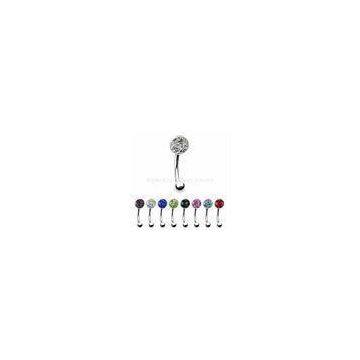 Multi Gems Set Stainless Steel Epoxy Resin Eyebrow Piercing Jewelry / Curved Barbells