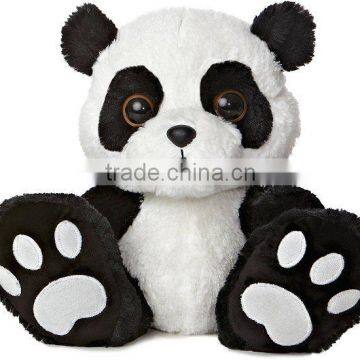 Embroidery Black & White Cartoon Panda with Big Eyes Animal Toy