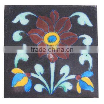 Handmade Pottery Tiles , Decorative Blue Pottery