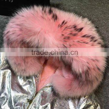 2017 Winter Fashion Sliver Leather Jacket With Pink Faux Fur Lined Leather Wear photo-3