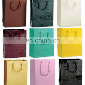 Single color printed paper shopping bag with lamination