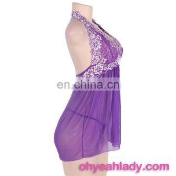 Four Color Purple Halter Ladies Sexy Pyjamas photo-5