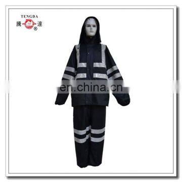 190T Polyester Pongee Raincoat With Prismatic Reflective Strips photo-3