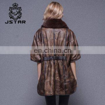 Short lamb real fur leather coats sheepskin shearling wool