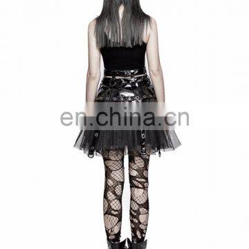 Gothic Fetish Punk Rave Black PVC Leather Skirt With Petticoat Q-307 photo-6