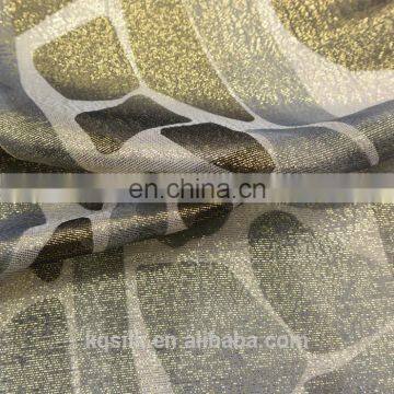High Quality Printed Gold Lurex Silk Chiffon Fabric Metallic photo-2