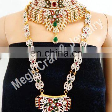 Wedding Wear Jewellery-Gold Plated Bridal Necklace Set-Designer Costume Jewelry-2015 Bridal Jewellery Set photo-3