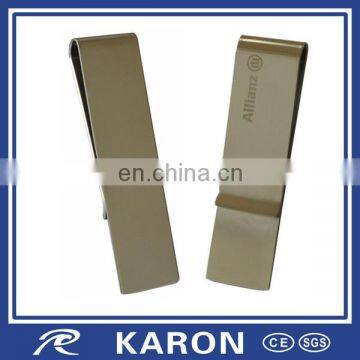 laser engraved logo sus money clip with Karon Metal