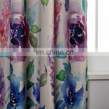 Purple Printed Polyester Blackout Curtains photo-3