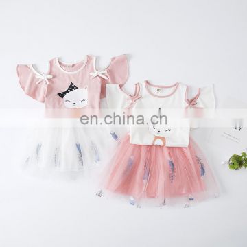 Girls Clothes 2PCS Kids Sets Girls Outfits T-shirt Tops+Mesh Skirt Clothes Set