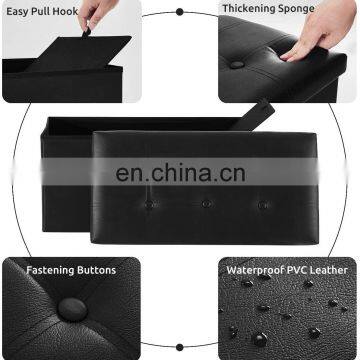 Reatai PVC Leather Folding Square Storage Home Stool Foldable Ottoman for Clothes photo-7