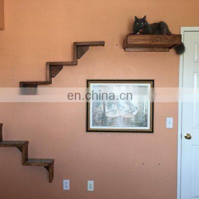 Wall Mounted Floating 4pcs set cat stairs cat bed Shelf With Metal Bracket solid Wood Wall floating Shelves