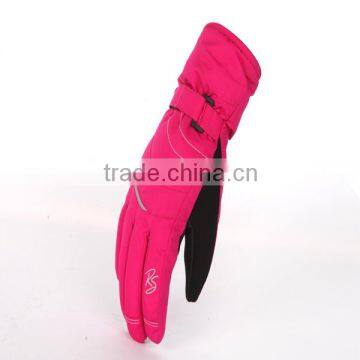 High Quality Winter Red Nylon Woven Stock Inventory Teenager Ski Gloves