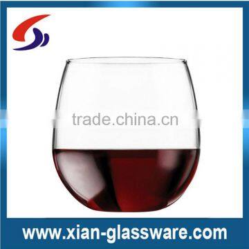 Promotional wholesale high quality clear balloon shape stemless wine glasses for home/wedding