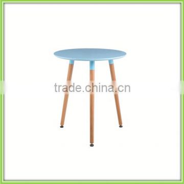 Solid Wood Legs And Blue Round Coffee Table Wood