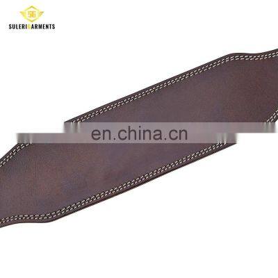 High Quality Custom Made Men's Leather Weightlifting Belt Adjustable With Buckle Back Support Gym Fitness Belt photo-4