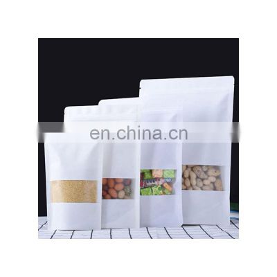 Factory Direct Supply Standing Up Pouches White Kraft Paper Bag With Window