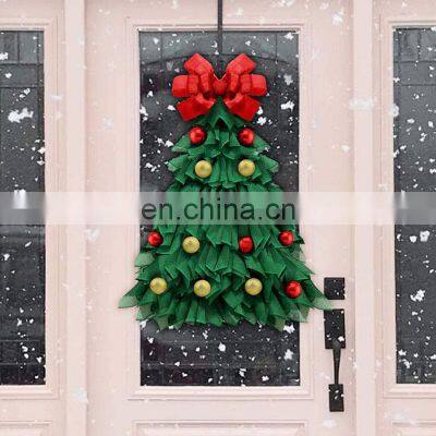 Custom Label New Modern Hanging Outdoor Artificial Green Tree Christmas Decorative Wreath