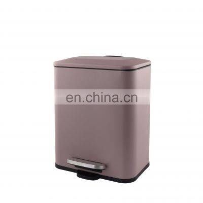 New Style Bathroom Trash Can Household Kitchen Steel Powder Coating Waste Bins Rectangle Pink High Quality Dustbin photo-2