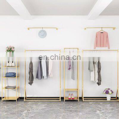 Hot Selling retail gold clothes rack display for cloth shop