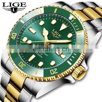 LIGE 8923 Men Quartz watches fashion 30M Waterproof Date Quartz Clock Casual Luminous Wrist Watch Man