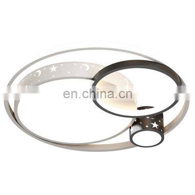 Circle Rings Modern Chandelier LED for Living Room Bedroom Study Room Black White Color Ceiling Light