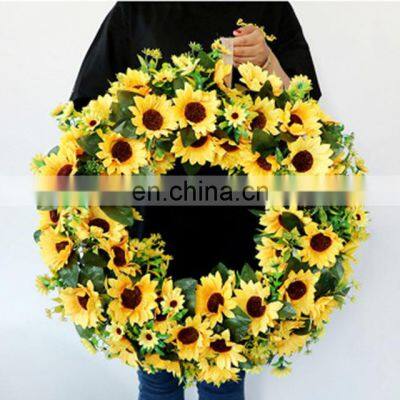 Wholesales Amazon Best Selling Artificial Flowers Super Large Size Home Door Wall Decoration Sunflower Wreath Ring