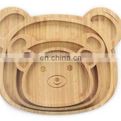 Wholesale Natural Wooden Lion Shape Reusable Bamboo Kids Plate photo-5