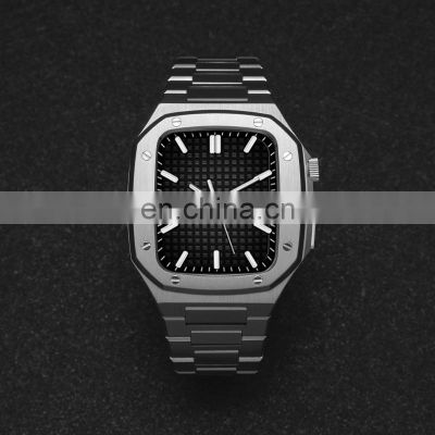 Newest Custom Accept Low MOQ Stainless steel Luxury Watch Case For Apple Series 4/5/6 Stainless Steel For Apple Watch Case Strap