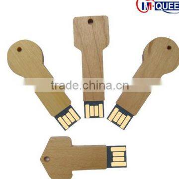 2013 customized logo wooden key usb with white paper box