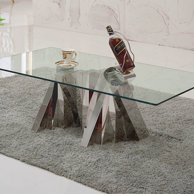 Modern High Quality Home Furniture Living Room Silver Stainless Steel Frame Marble Top Coffee Table Set photo-5