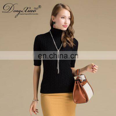 100% Cashmere Preppy Style Turtleneck Sweater Women Slim Fit Half Sleeves Solid Pattern Knitted Winter OEM Service Available photo-4