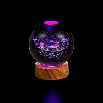 Remote Control 3D Solar System Crystal Ball Night Light Astronomy Space Galaxy Planets Ball Lamp Night Light Gifts for Boys Girl