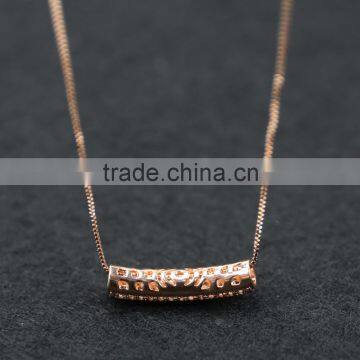 Simple Design New Model Hollow Rose Gold Plated Pipe Pendant Necklace Fashion Jewelry With Box Chain for Wholesale photo-6
