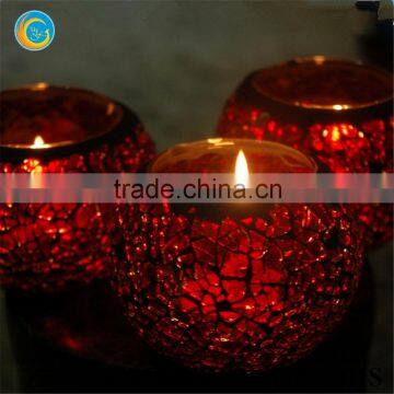 Red Mosaic Candle Holders Glass Material Decoration for home