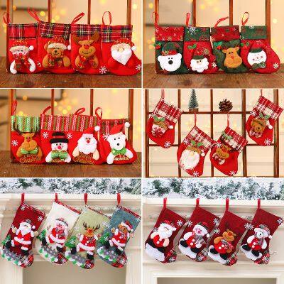 Luxury Christmas Decorations Tree Pendants Stocking Bag Stuffers Glitter Christmas Stocking Decoration for Christmas Tree