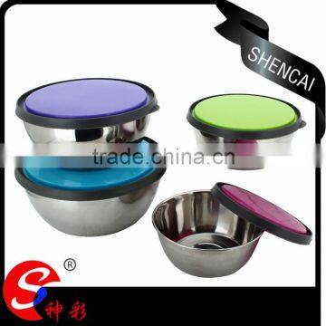 high quality food storage box/stainless steel mixing bowl set/salad bowl set metal with lid