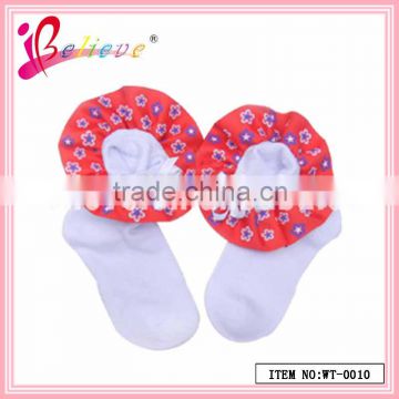 Nice baby products wholesale red ribbon high quality soccer socks for babies (WT-0010)