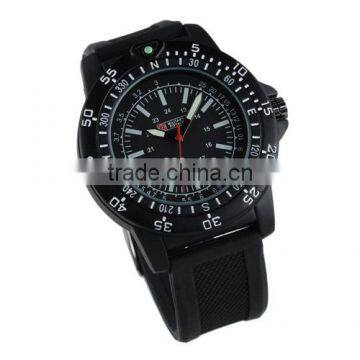 New Swiss Design Mens Black Dial Military Functional Bezel Military Wrist Watch MR063