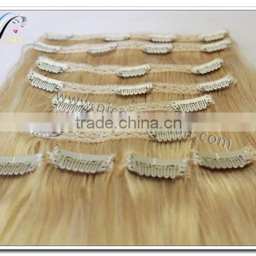 Wholesale high quality silky straight blond hair clip in human hair extensions                        
                                                                                Supplier's Choice