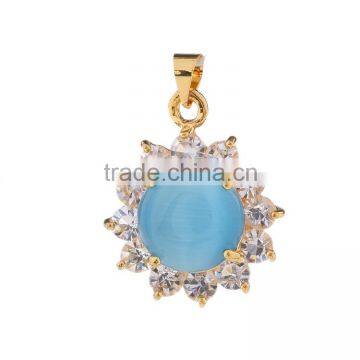 Fashion Charm Europe and America Jewelry Christmas Gift Gold Flower Gemstones CZ Necklace Pendant Jewelry