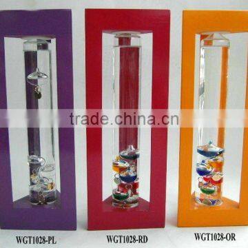 Decorative Galileo Thermometer with triangle wooden frame